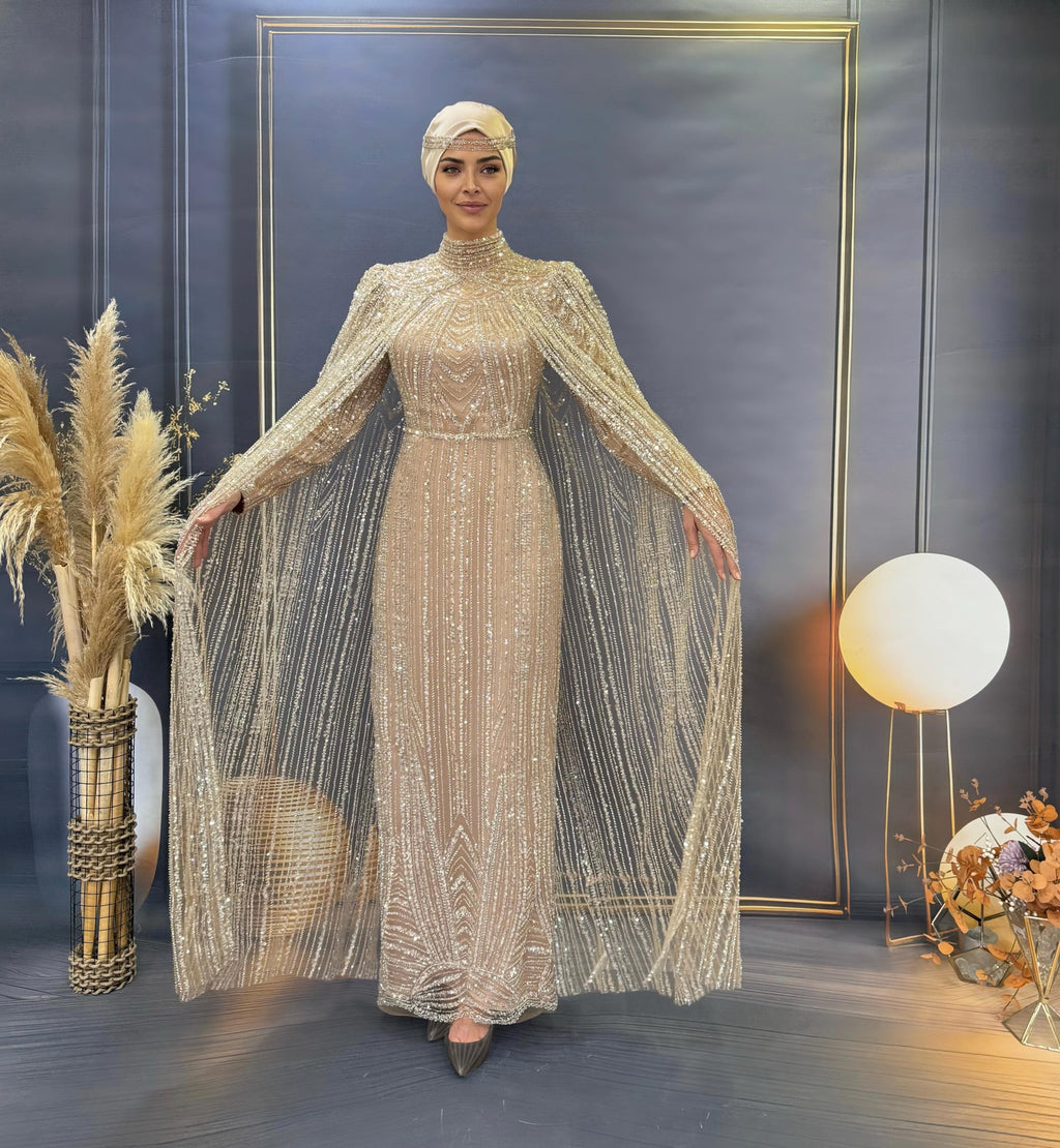 Sparkling Evening Dress Hijab Evening Dress Models White Color Evening Dress İslamic Evening Dresses Engagement Dress