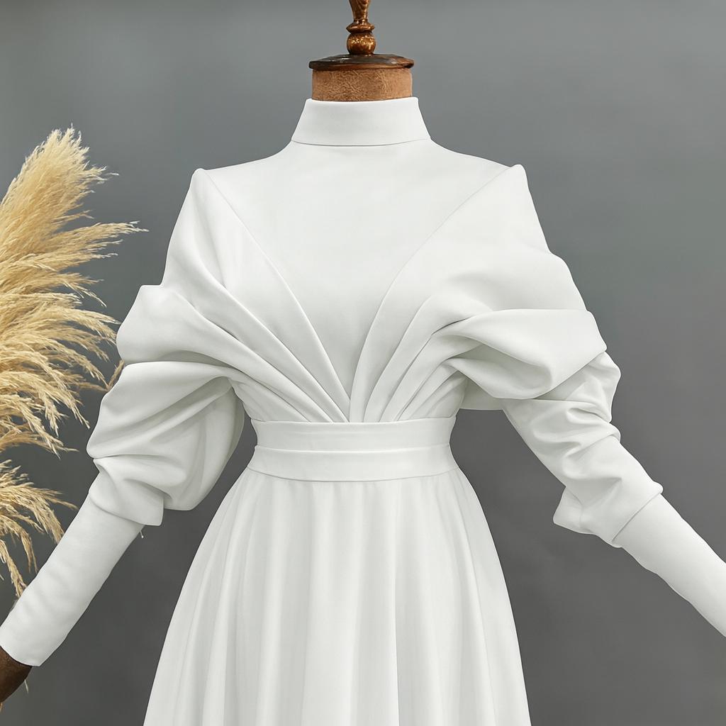 Luxury Islamic Evening Dress – Bright Brown Hijab Engagement Gown with Sparkling Detailing