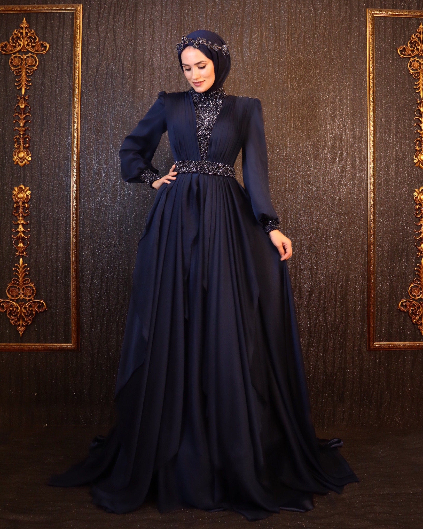 Sparkling Evening Dress Hijab Evening Dress Models Rainbow Color Evening Dress İslamic Evening Dresses Engagement Dress