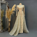 Gold Evening Dress Islamic Evening Dresses Engagement Dress, Sparkling Evening Dress Hijab Evening Dress Models