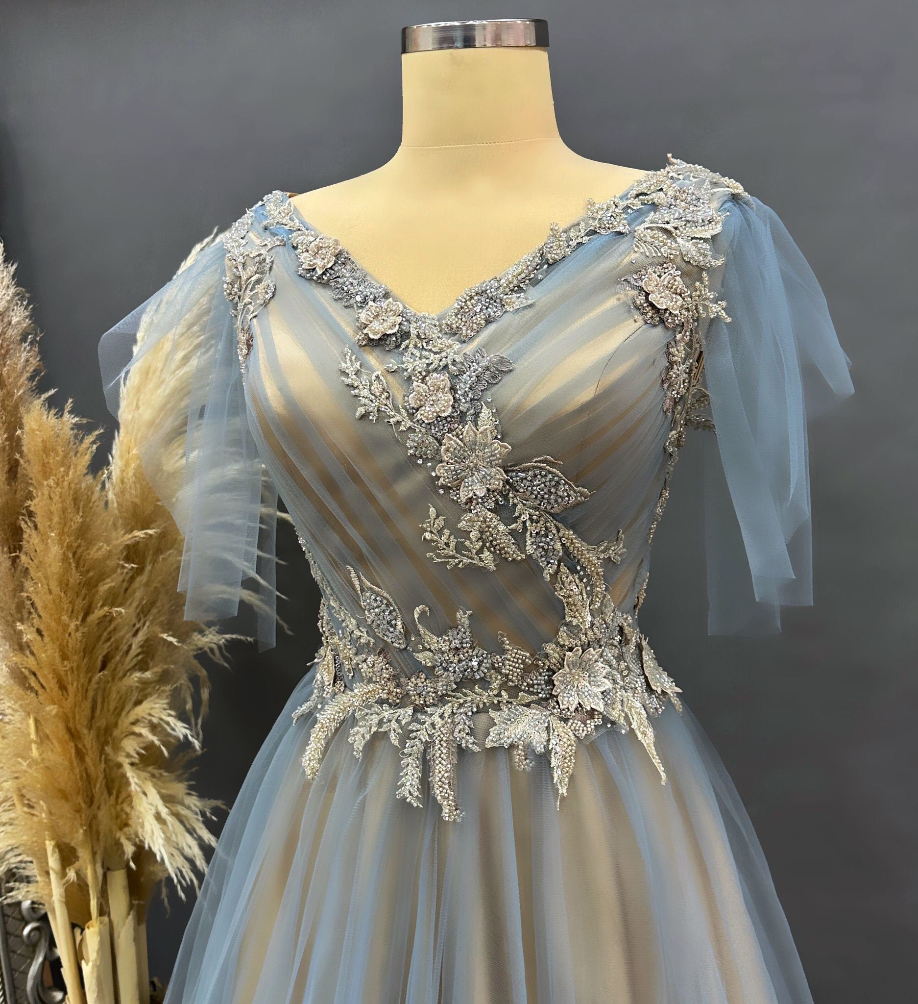 Sparkling Blue & Gold Evening Dress Models Rainbow Color Evening Dress Evening Dresses Engagement, Wedding Dress