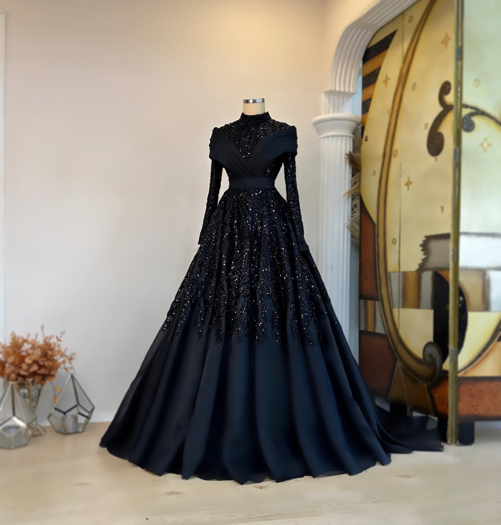 Sparkling Evening Dress Hijab Evening Dress Models White Color Evening Dress İslamic Evening Dresses Engagement Dress