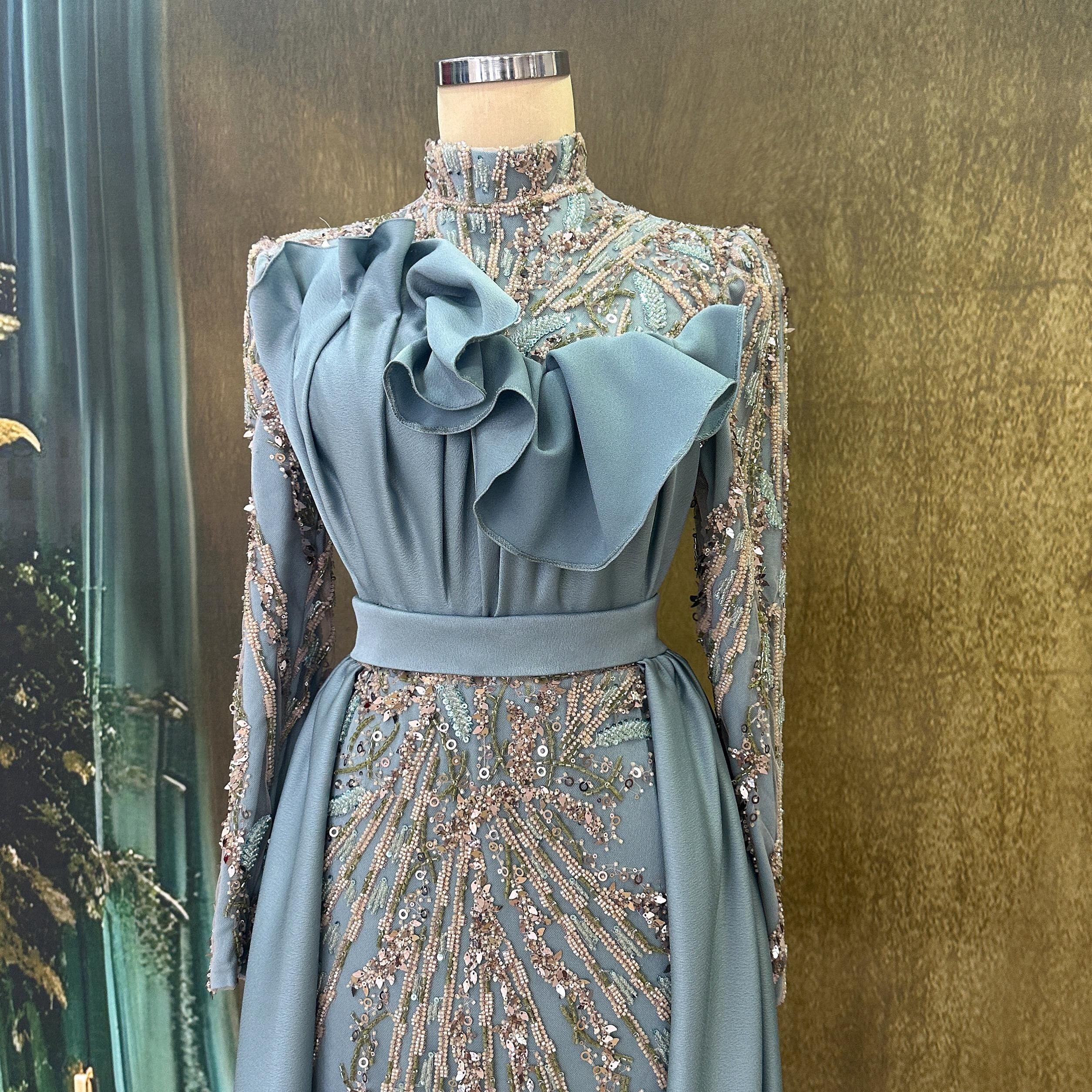 Sparkling Blue Evening Dress Models Blue Color Evening Dress Evening Dresses Engagement, Wedding Dress Islamic Dress