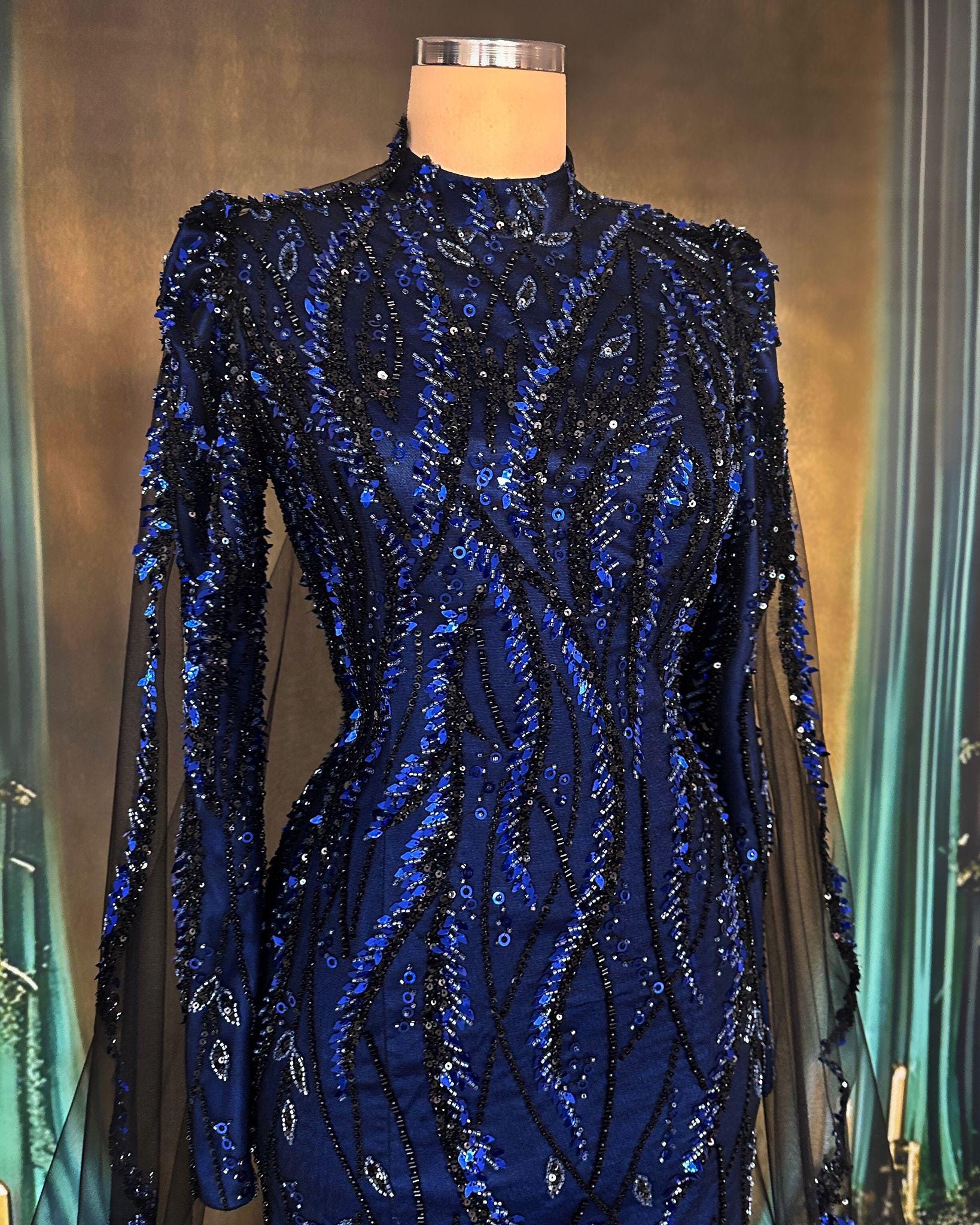 More Colors - blue and pink Sparkling Evening Dress Hijab Evening Dress Models Gray, Night Blue Color  İslamic Dresses Engagement Dress