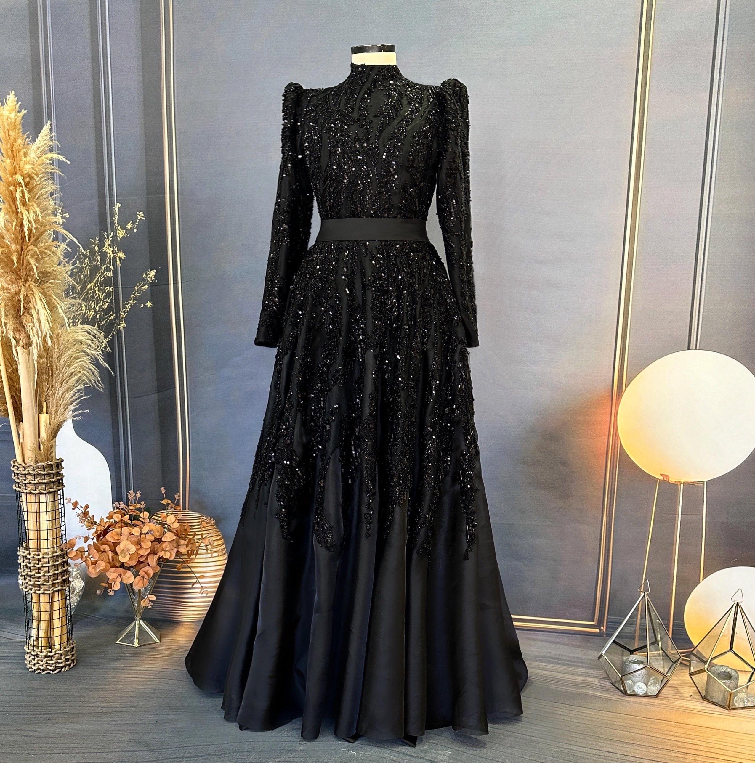 Sparkling Evening Dress Hijab Evening Dress Models Orange, Brown Color Evening Dress İslamic Evening Dresses Engagement Dress