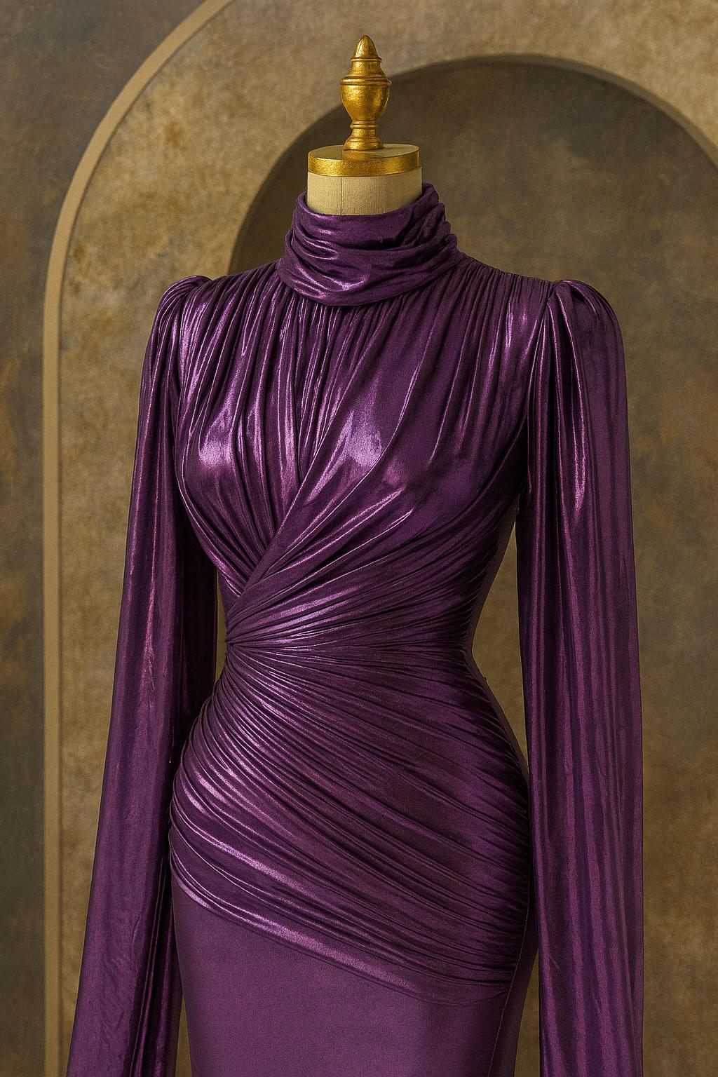 Luxury Islamic Evening Dress – Red  Hijab Engagement Gown with Sparkling Detailing