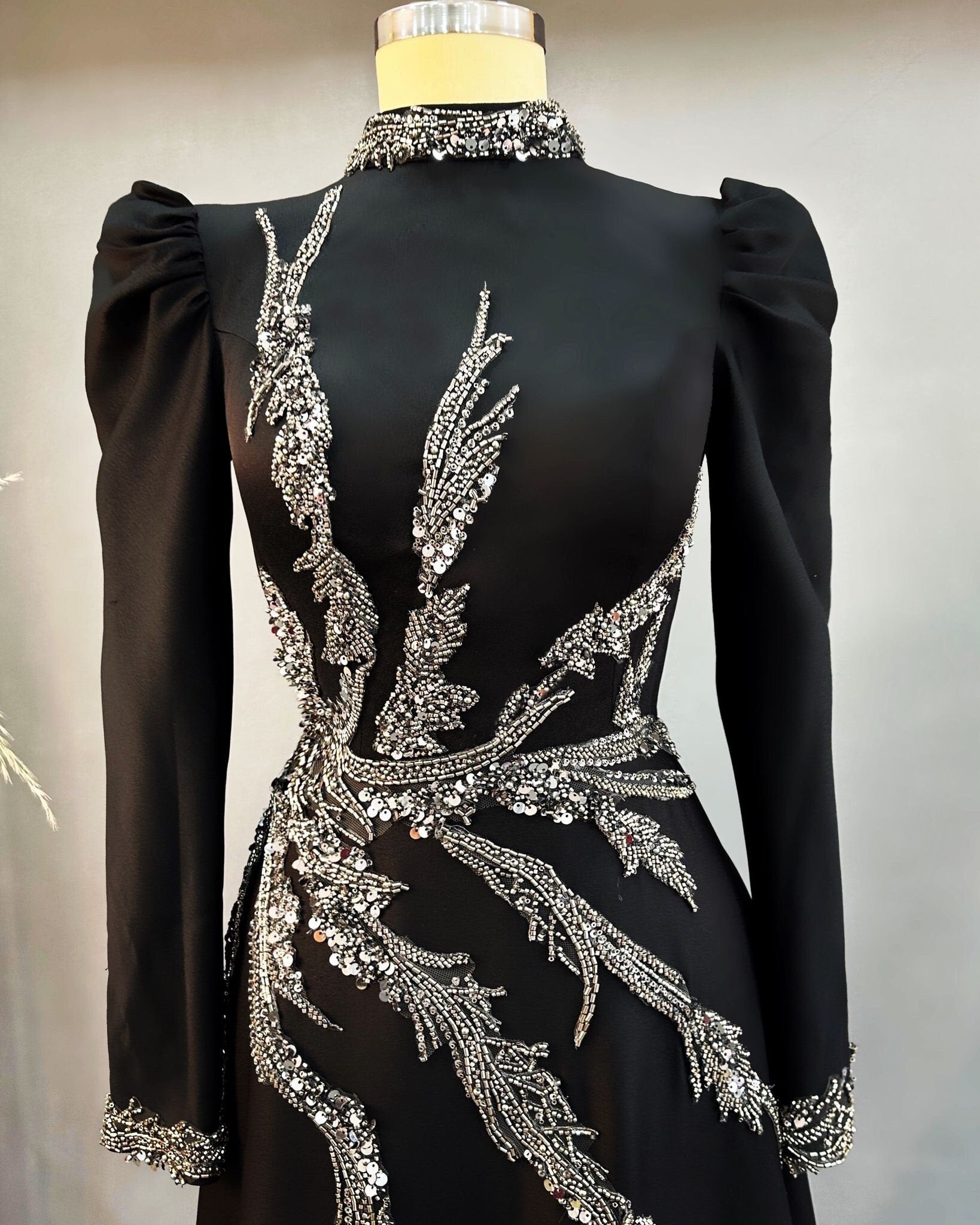 Sparkling Evening Dress Hijab Evening Dress Models Black Dark Color Evening Dress İslamic Evening Dresses Engagement Dress