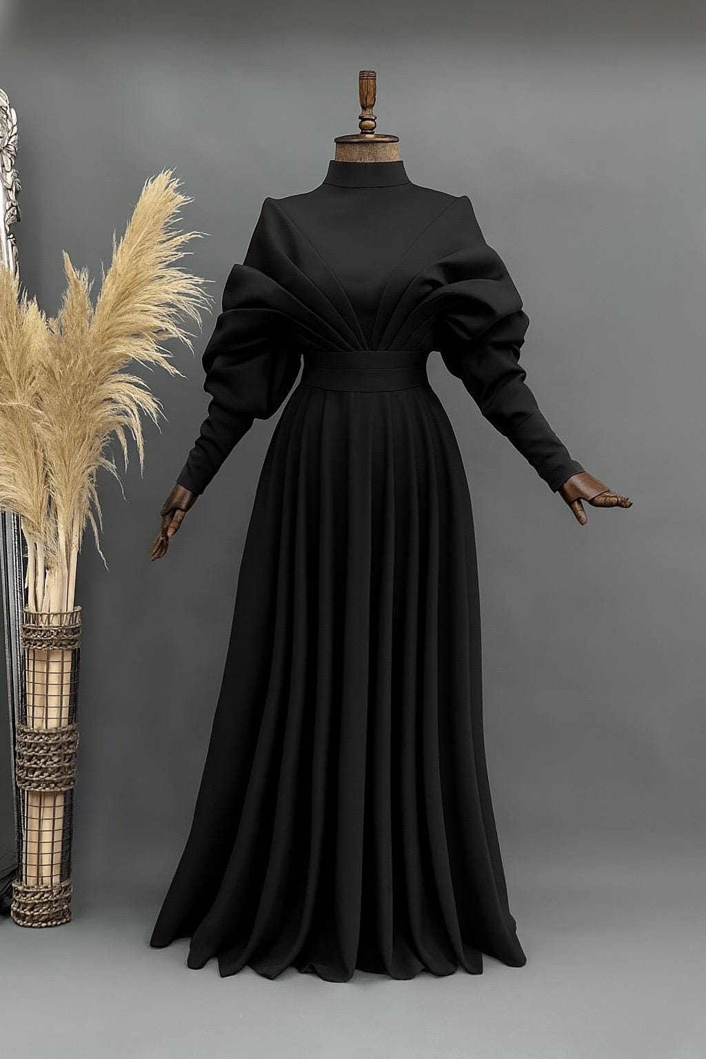 Luxury Islamic Evening Dress – Bright Brown Hijab Engagement Gown with Sparkling Detailing