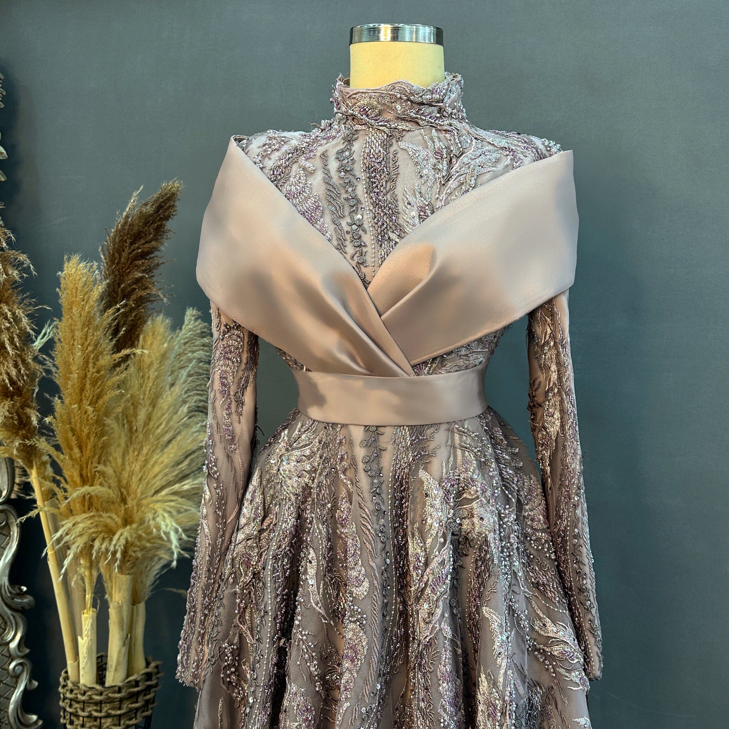 Sparkling Evening Dress Hijab Evening Dress Models White Color Evening Dress İslamic Evening Dresses Engagement Dress