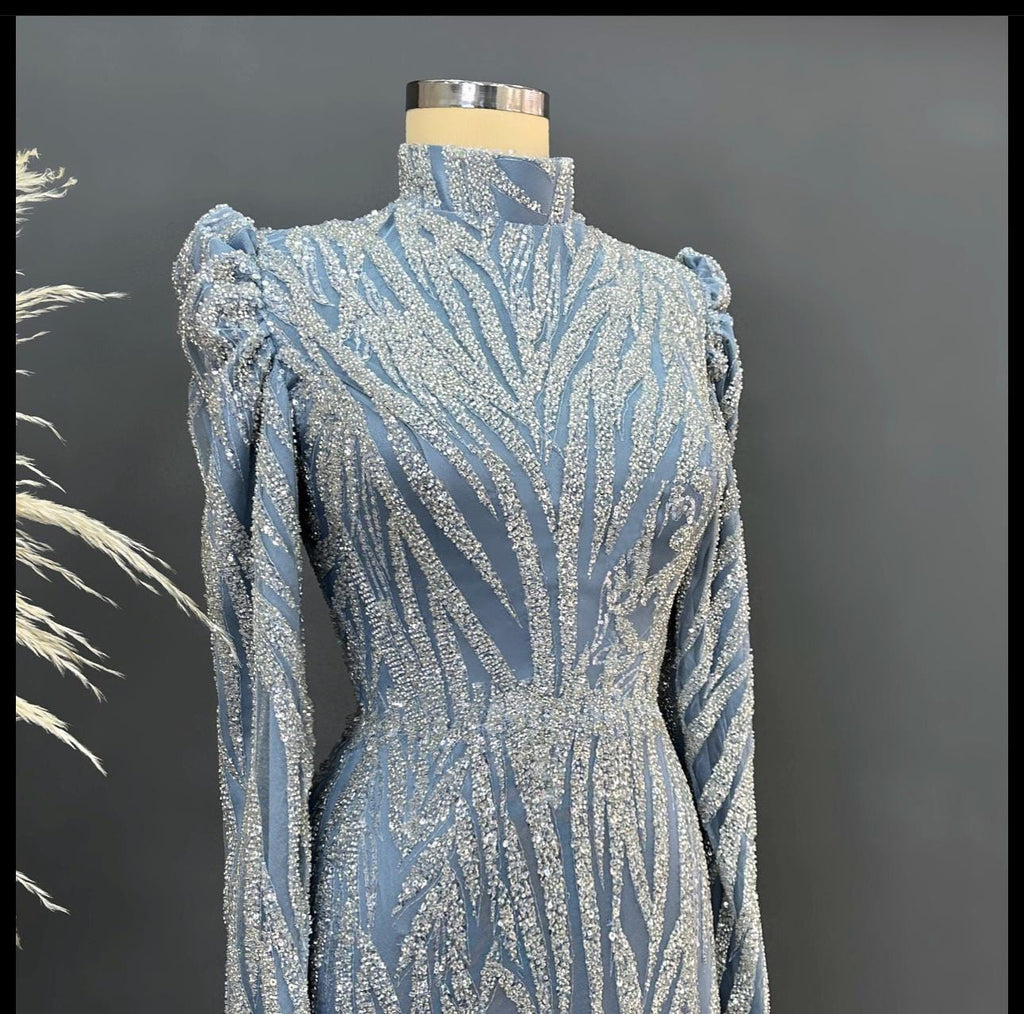 Handmade Bridal Gown Dress for Wedding Engagement Night Dress Dress Blue Night EU Size 36