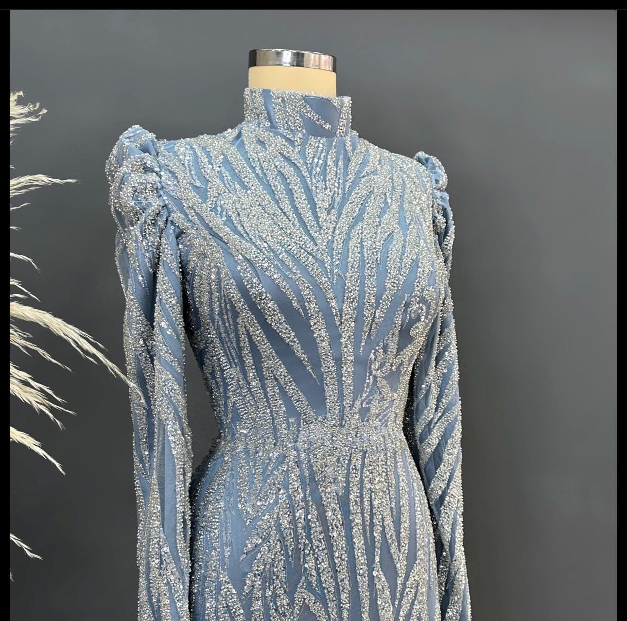 Handmade Bridal Gown Dress for Wedding Engagement Night Dress Dress Blue Night EU Size 36