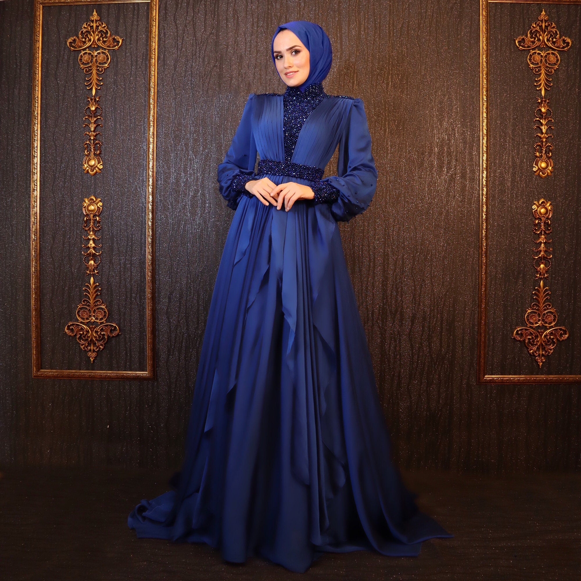 Sparkling Evening Dress Hijab Evening Dress Models Rainbow Color Evening Dress İslamic Evening Dresses Engagement Dress