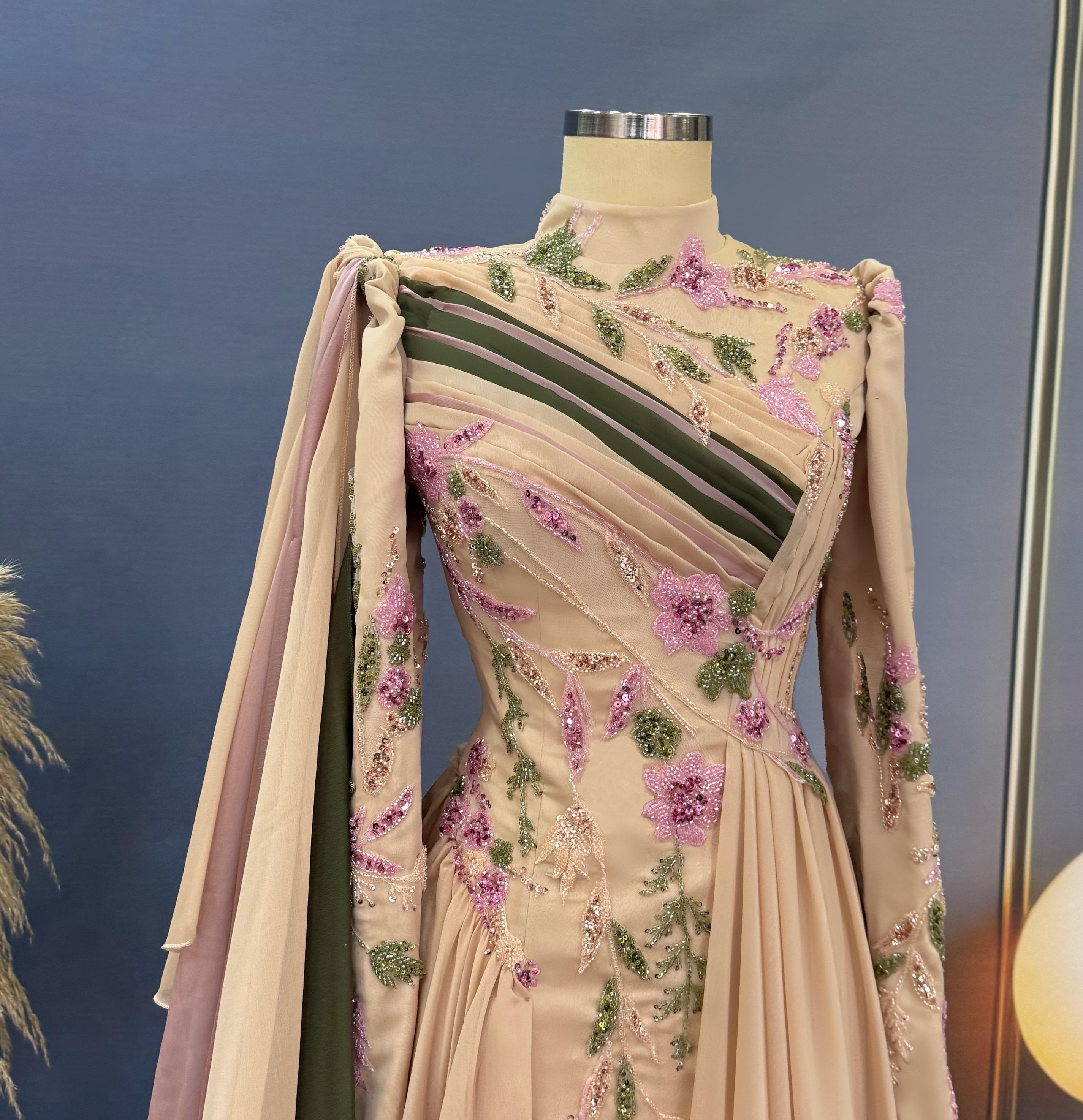 Handmade Bridal Sparkling Gown Dress for Wedding Engagement Henna Night Dress Orange Night Dress