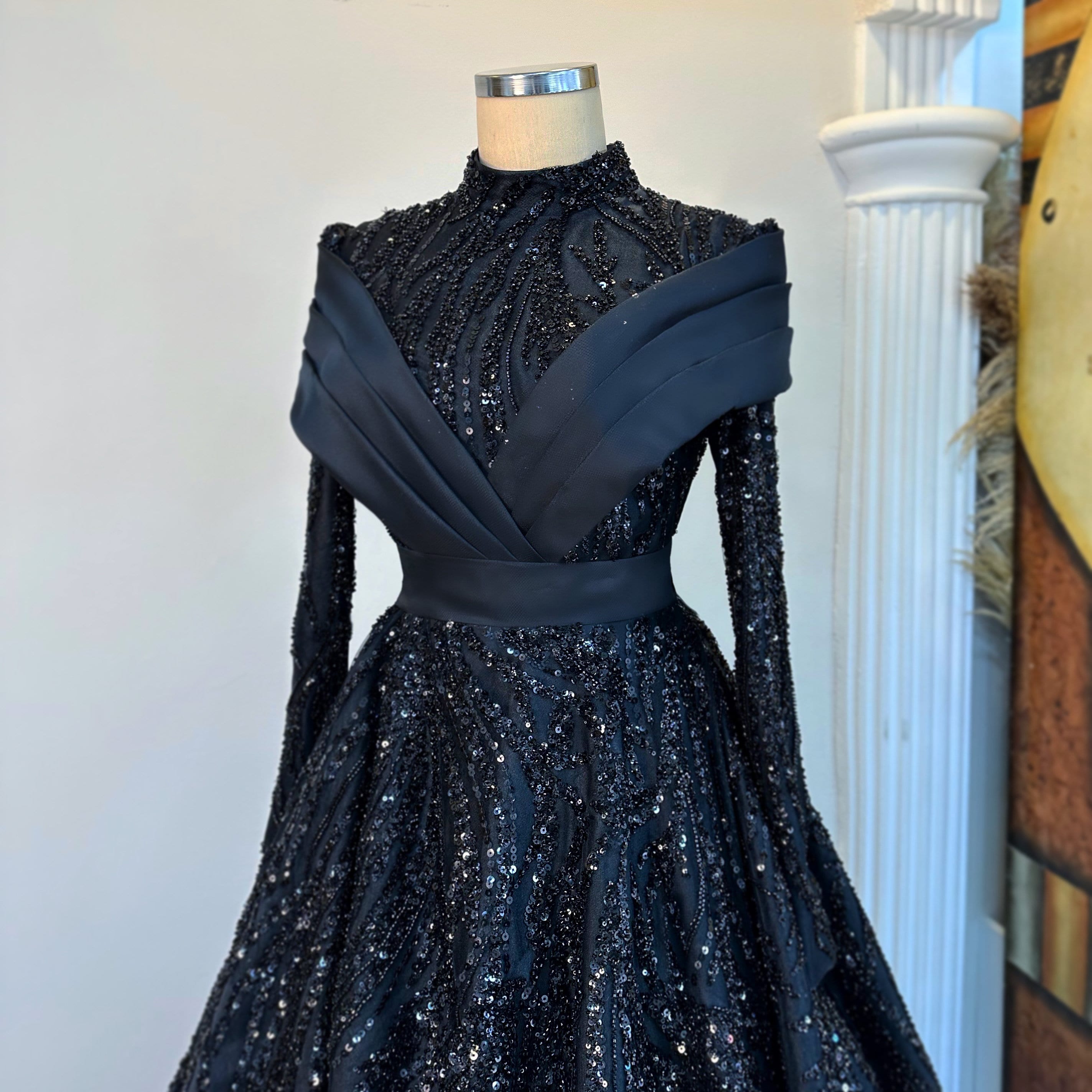 Sparkling Evening Dress Hijab Evening Dress Models White Color Evening Dress İslamic Evening Dresses Engagement Dress