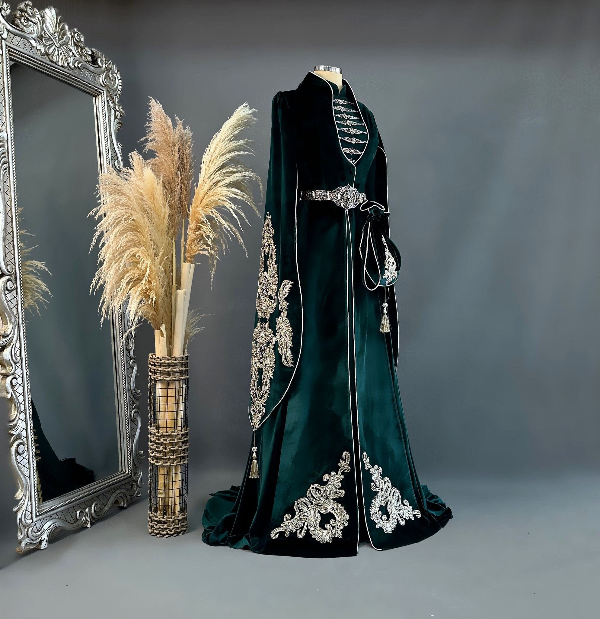 Sparkling Evening Dress Hijab Evening Dress Models Green Color Evening Dress İslamic Evening Dresses Engagement Dress