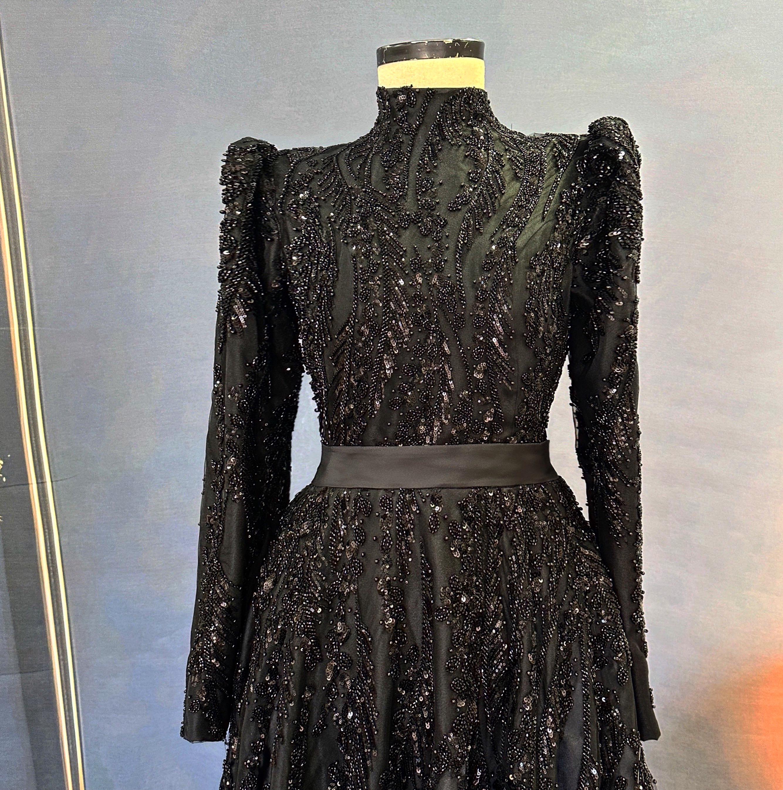 Sparkling Evening Dress Hijab Evening Dress Models Orange, Brown Color Evening Dress İslamic Evening Dresses Engagement Dress