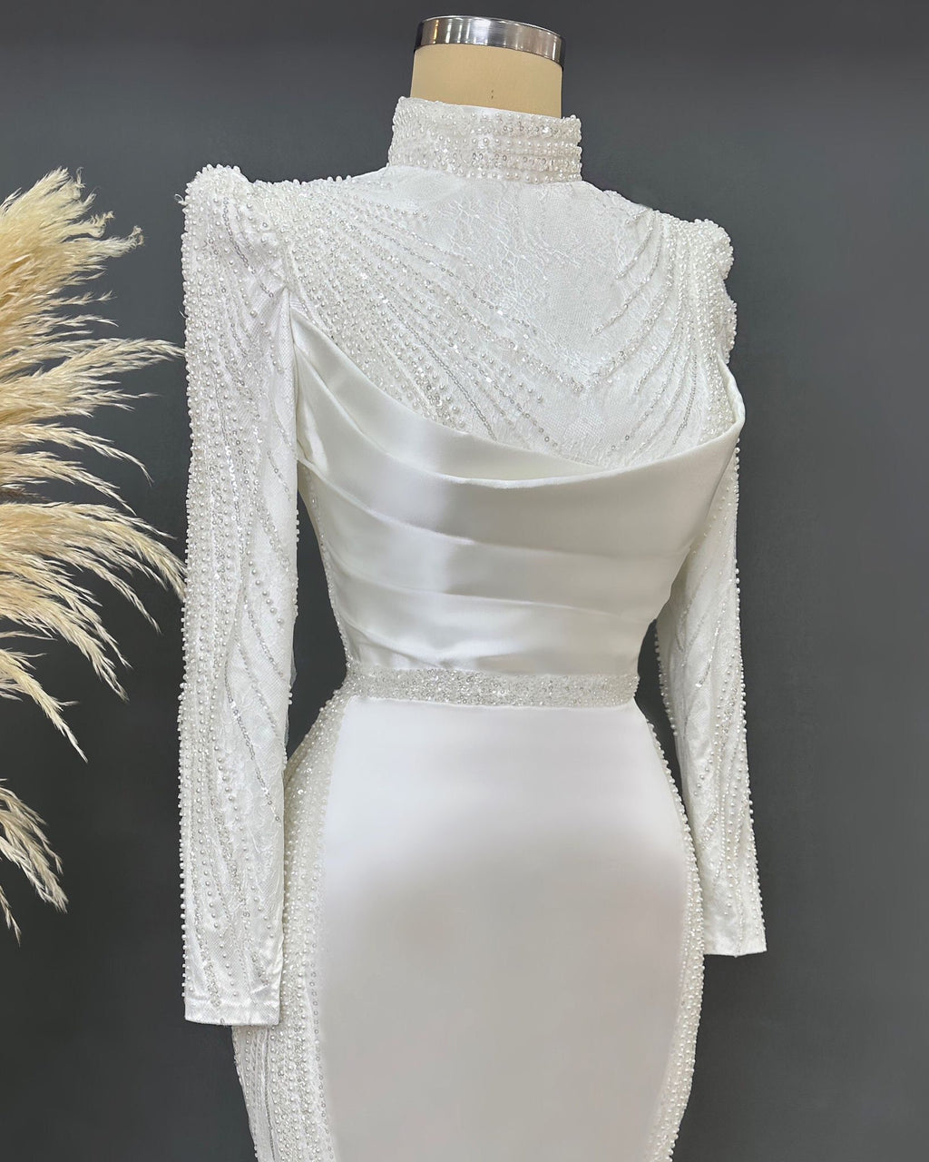 Sparkling Evening Dress Hijab Evening Dress Models White Color Evening Dress İslamic Evening Dresses Engagement Dress