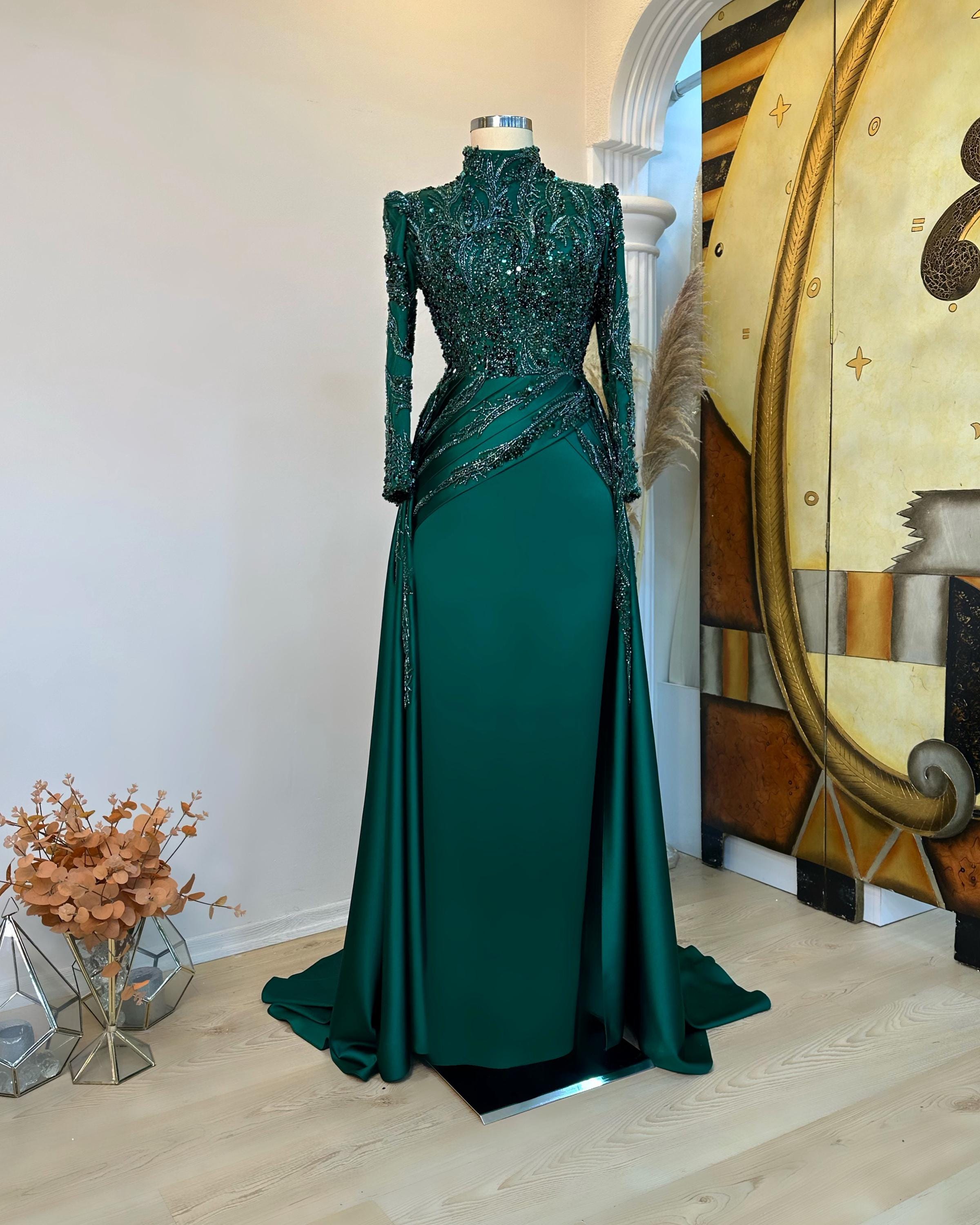 Sparkling Evening Dress Hijab Evening Dress Models Pink Color Evening Dress İslamis Engagement Dress Length 182cm, Waist 80cm, Chest 93cm