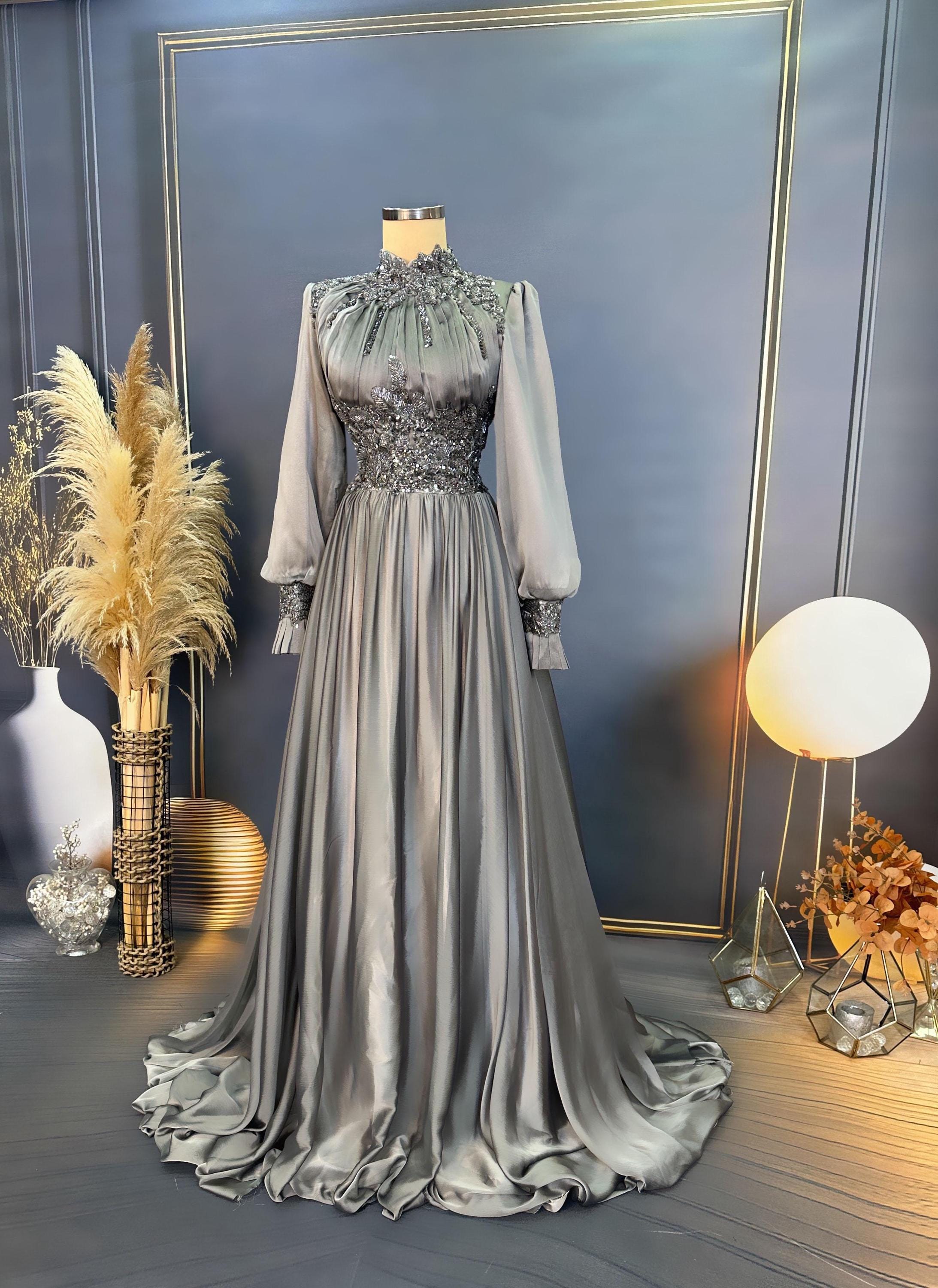 Handmade Bridal Gown Dress for Wedding Engagement Henna Night İslamic Dress Hijab Dress Night İslamic Dress EU Size 38