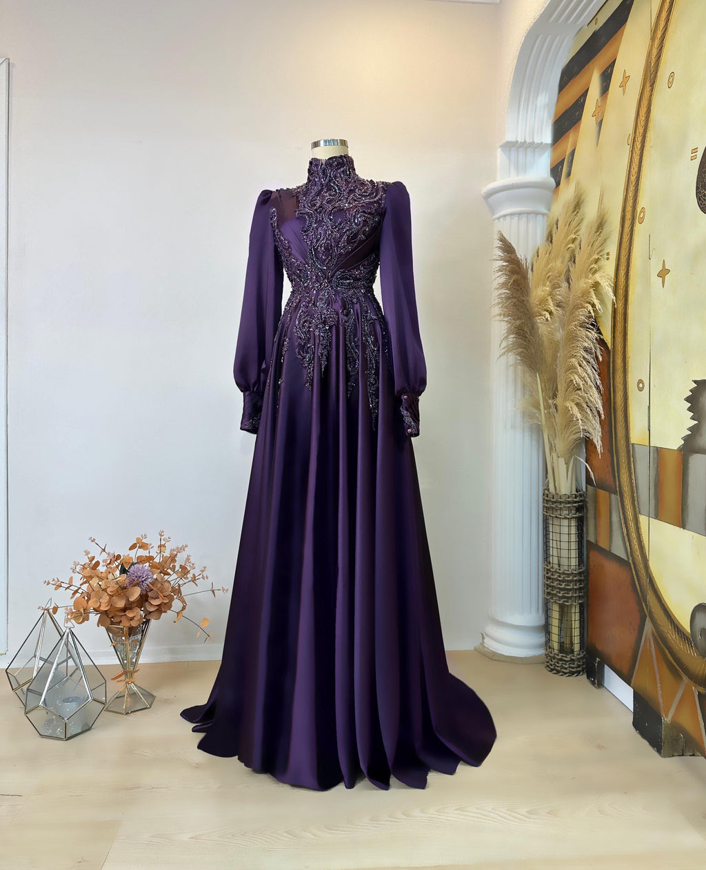 Handmade Bridal Gown Dress for Wedding Engagement Henna Night İslamic Dress Hijab Dress Pink Night Blue Dark Blue İslamic Dress EU Size 38
