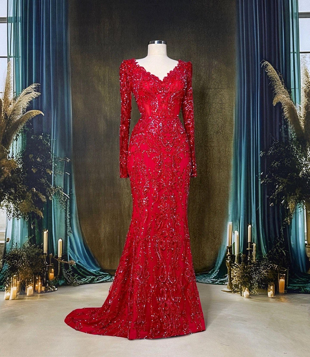 Sparkling Red shining Evening Dress Models Rainbow Color Evening Dress Evening Dresses Engagement, Wedding Dress