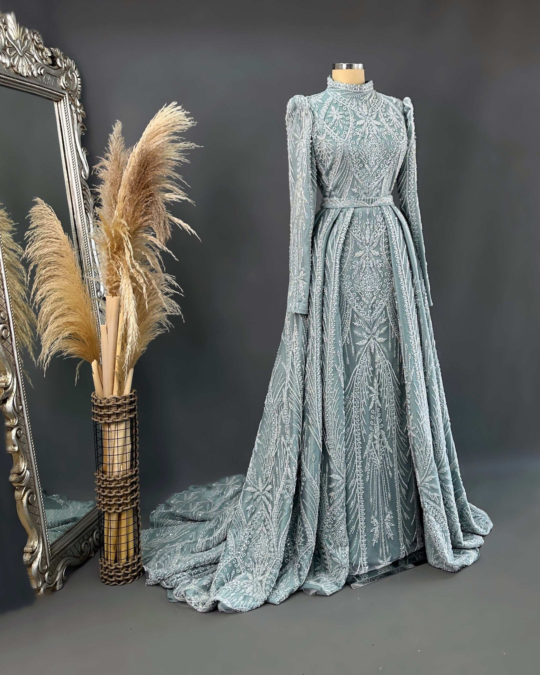 Sparkling Evening Dress Hijab Evening Dress Models Purple Color Evening Dress İslamic Evening Dresses Engagement Dress