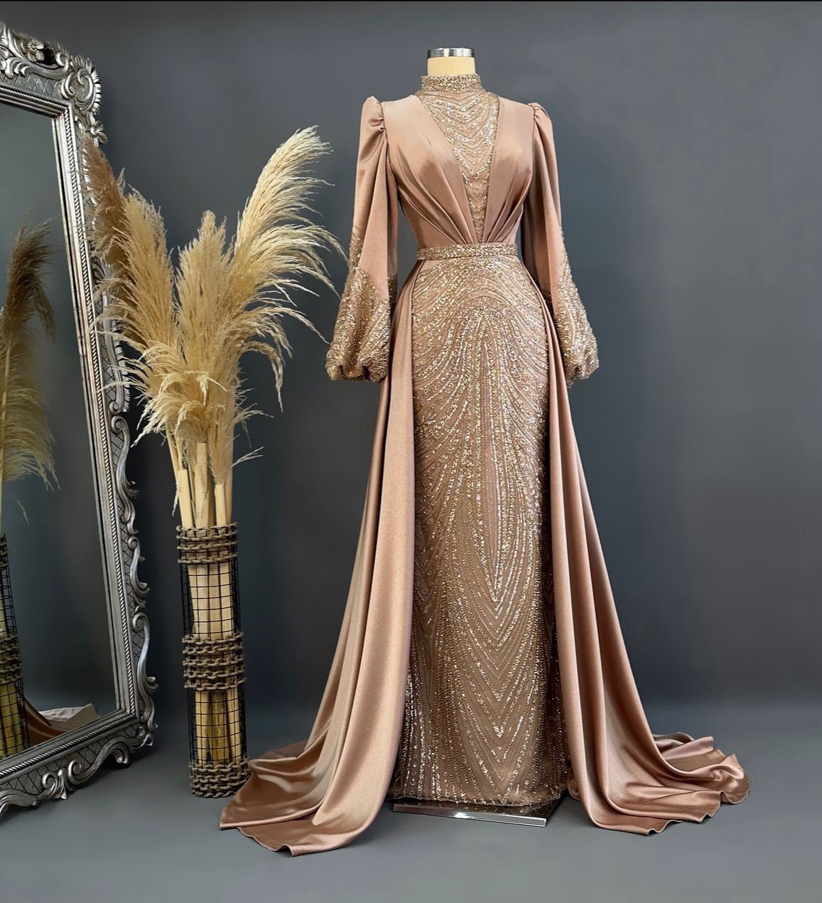 Sparkling Evening Dress Hijab Evening Dress Models Gold, Purple, Green, White Color Evening Dress İslamic Evening Dresses Engagement Dress