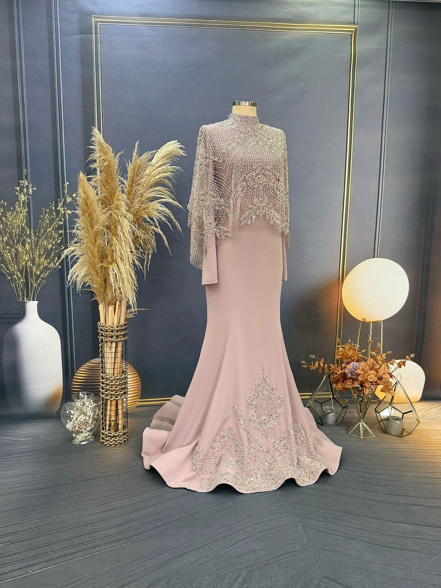Handmade Bridal Gown Dress for Wedding Engagement Henna Night İslamic Dress Hijab Dress Night İslamic Dress EU Size 38