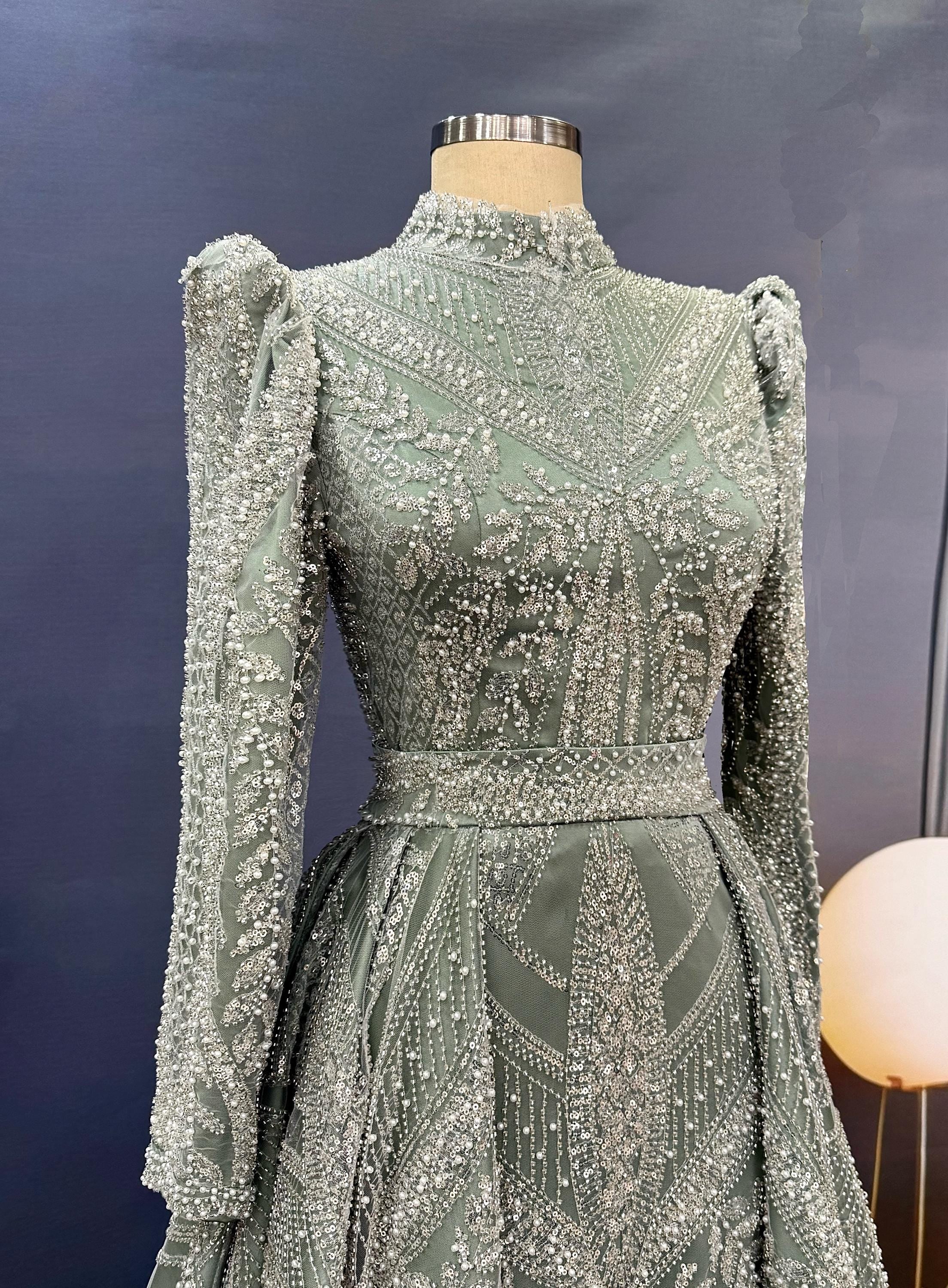 Sparkling Evening Dress Hijab Evening Dress Models Purple Color Evening Dress İslamic Evening Dresses Engagement Dress