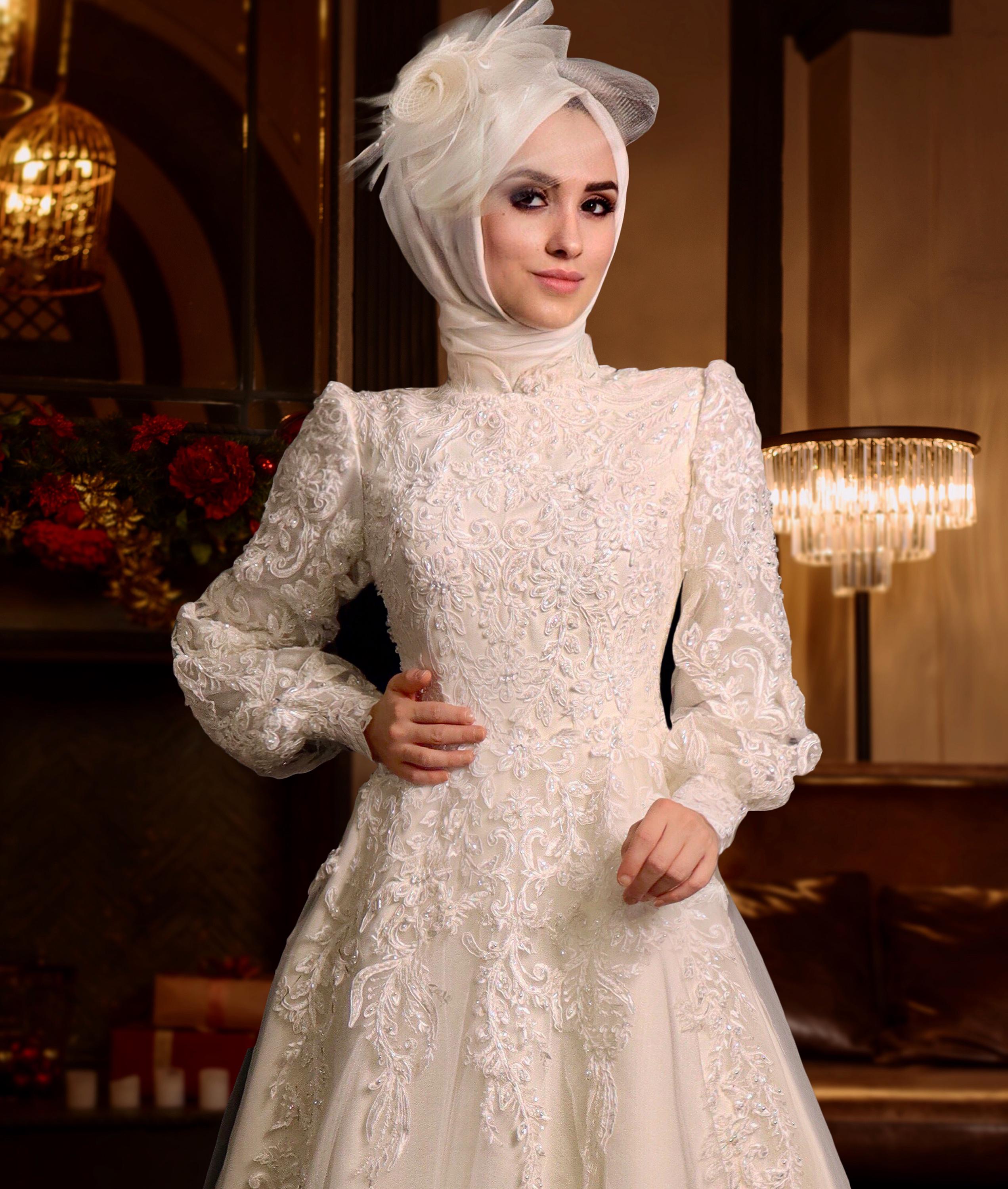 Modest Formal Dress Hijab Prom Dress, Green Sequin Long Sleeve Evening Gown, Muslim Wedding Guest Outfit, Kaftan Style Party Dress