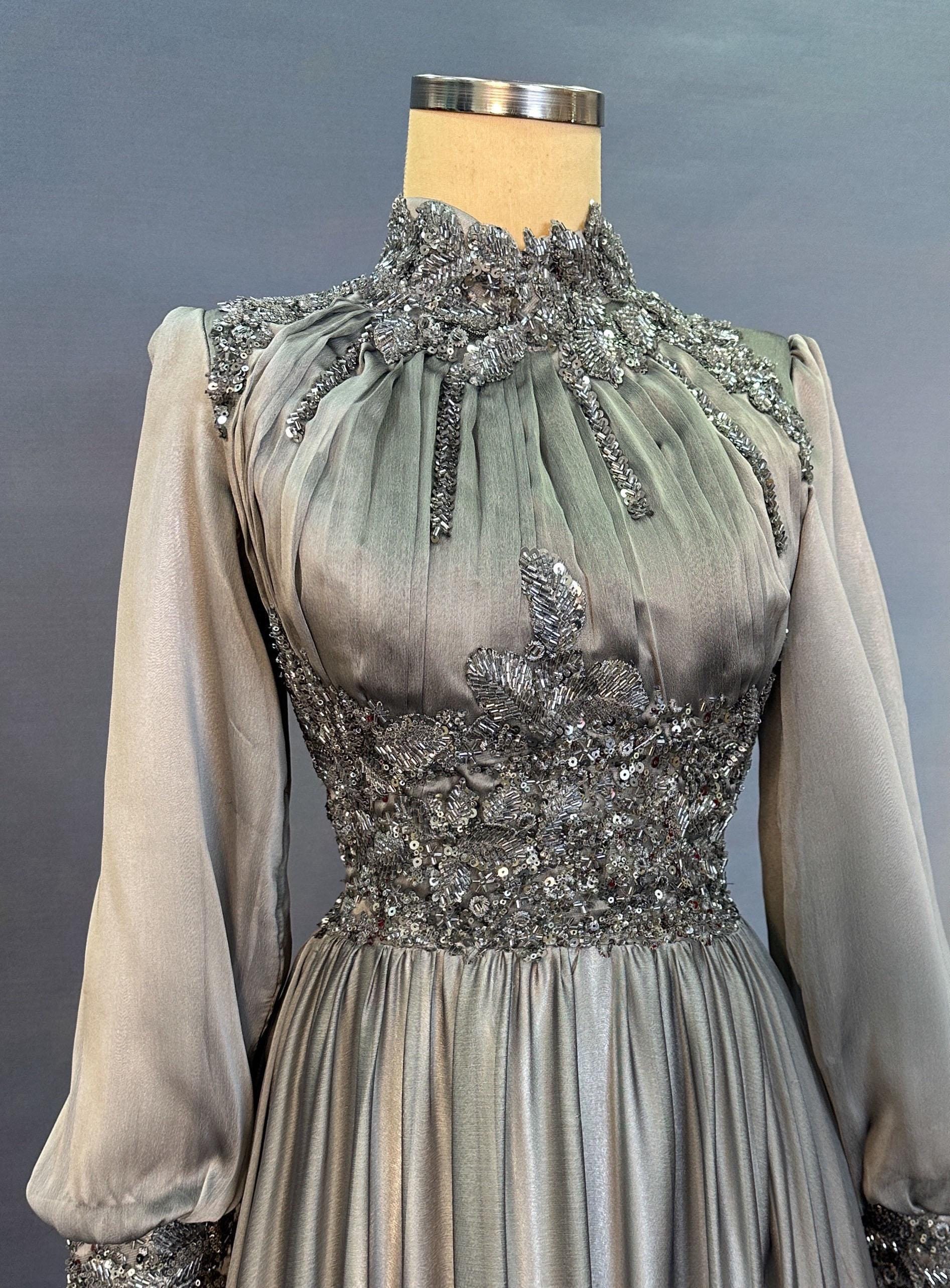 Handmade Bridal Gown Dress for Wedding Engagement Henna Night İslamic Dress Hijab Dress Night İslamic Dress EU Size 38