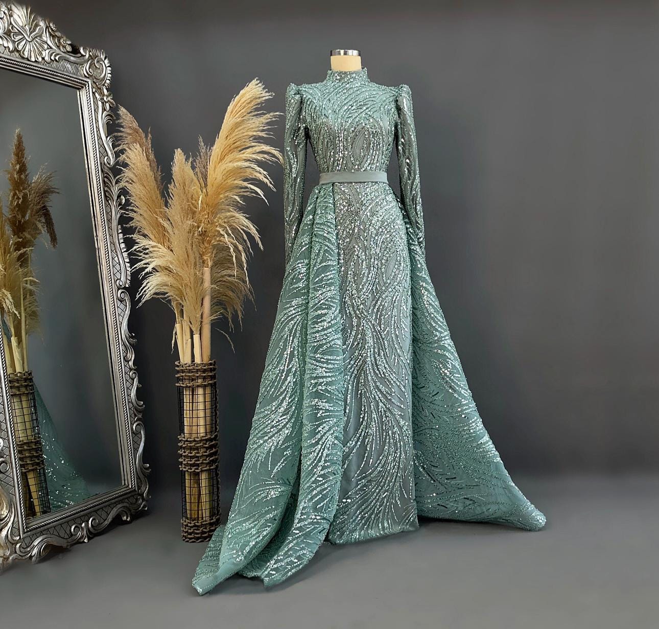 Gold Evening Dress Islamic Evening Dresses Engagement Dress, Sparkling Evening Dress Hijab Evening Dress Models