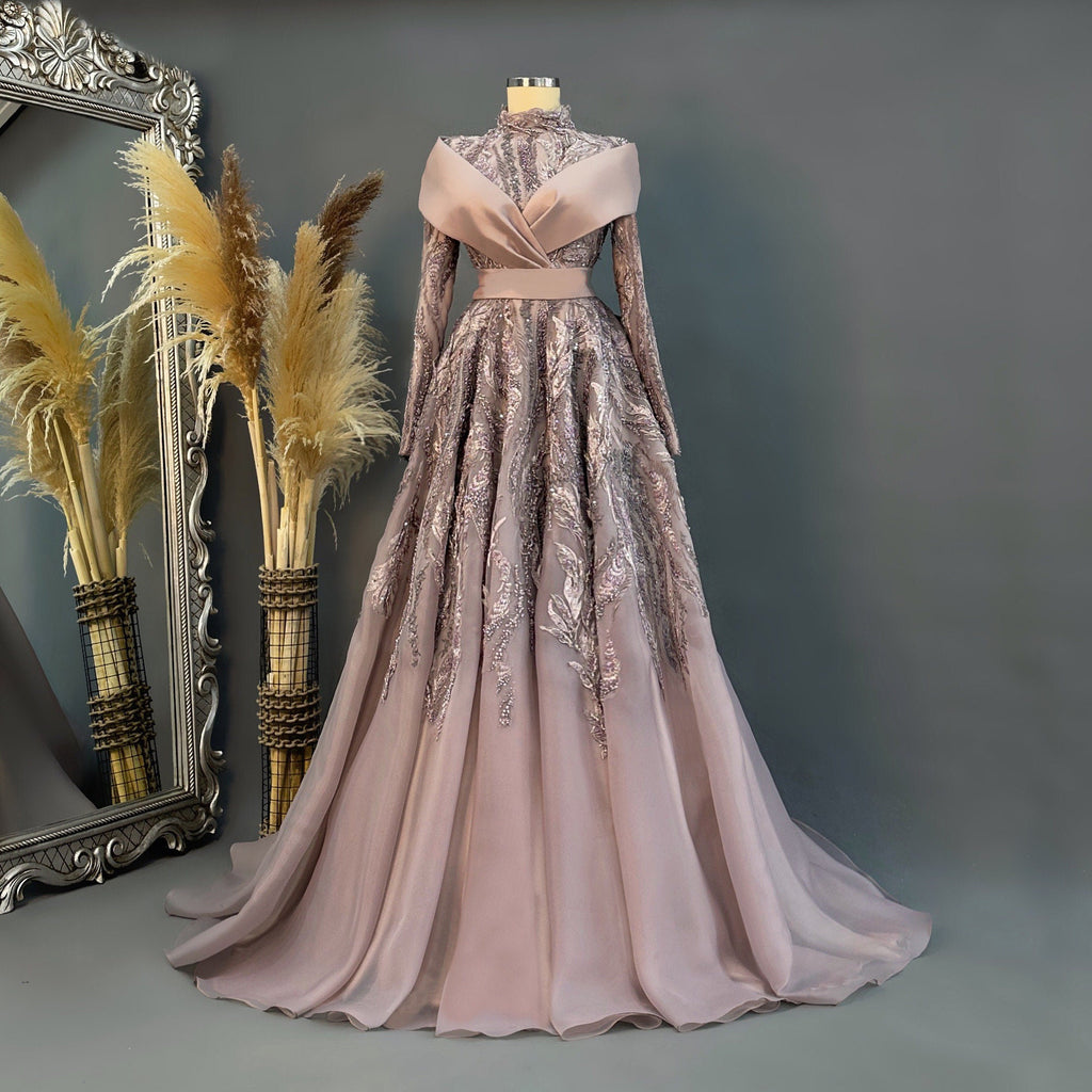 Sparkling Evening Dress Hijab Evening Dress Models White Color Evening Dress İslamic Evening Dresses Engagement Dress