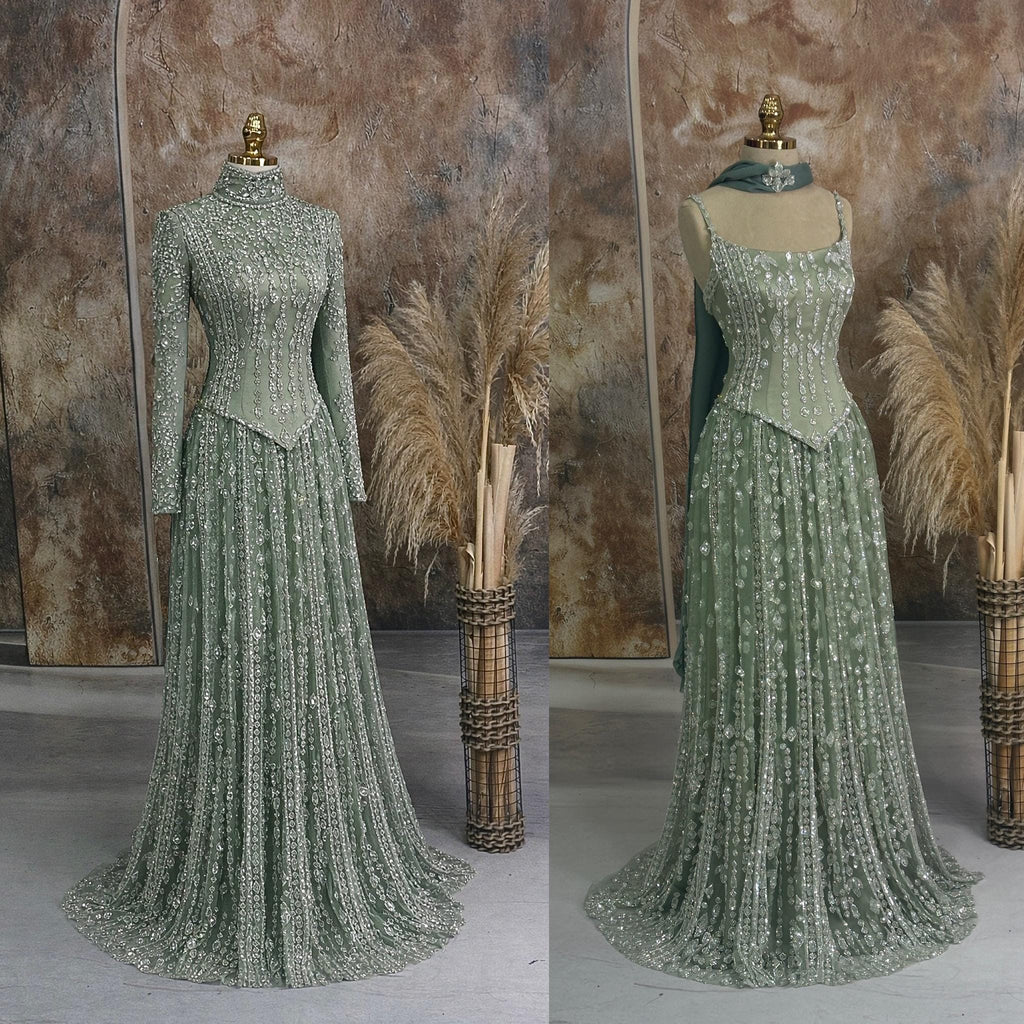 Evening Dress Islamic Evening Dresses Engagement Dress, Sparkling Evening Dress Hijab Evening Dress Models
