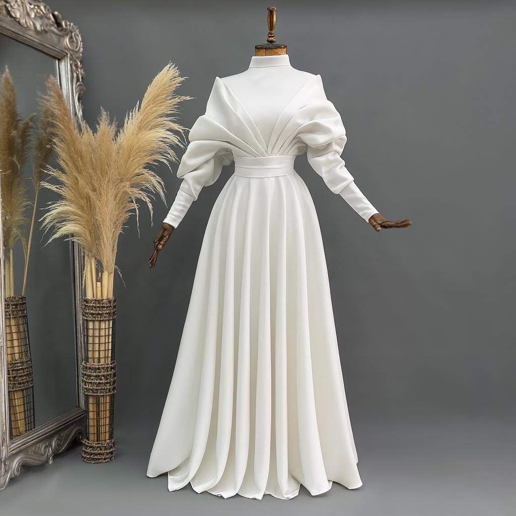 Luxury Islamic Evening Dress – Bright Brown Hijab Engagement Gown with Sparkling Detailing