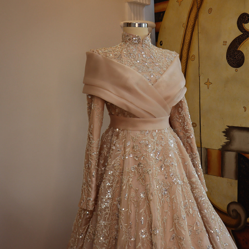 Sparkling Evening Dress Hijab Evening Dress Models White Color Evening Dress İslamic Evening Dresses Engagement Dress